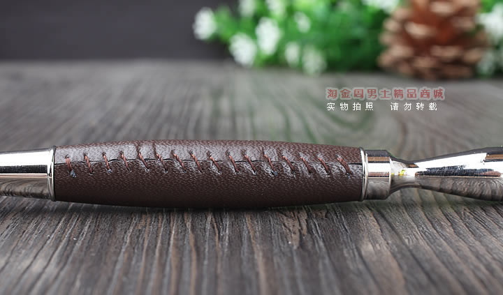 淘金周 8deco 凹勺镂花碾磨式烟斗压棒 带通针 双头武士棕色-1