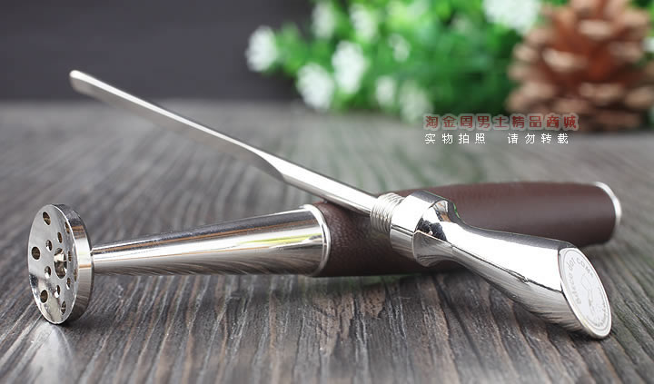 淘金周 8deco 凹勺镂花碾磨式烟斗压棒 带通针 双头武士棕色-2