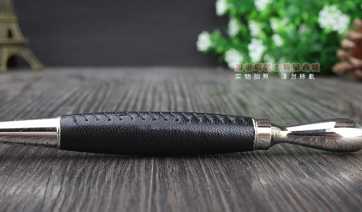 淘金周 8deco 凹勺镂花碾磨式烟斗压棒 带通针 双头武士黑色-1