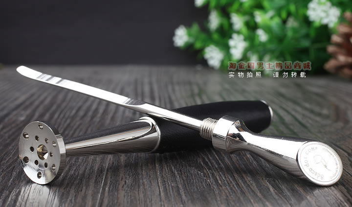 淘金周 8deco 凹勺镂花碾磨式烟斗压棒 带通针 双头武士黑色-2